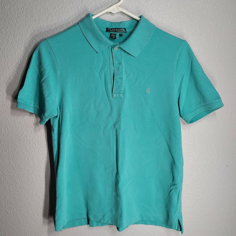Lauren by Ralph Lauren - Turquoise Blue - Short Sleeve - Polo - Small